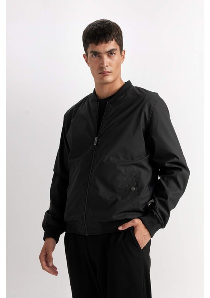 Su Geçirmez Slim Fit Dar Kesim Bomber Kolej Yaka Fermuarlı Çift Cepli Mevsimlik Hafif Mont D7319AX25SP
