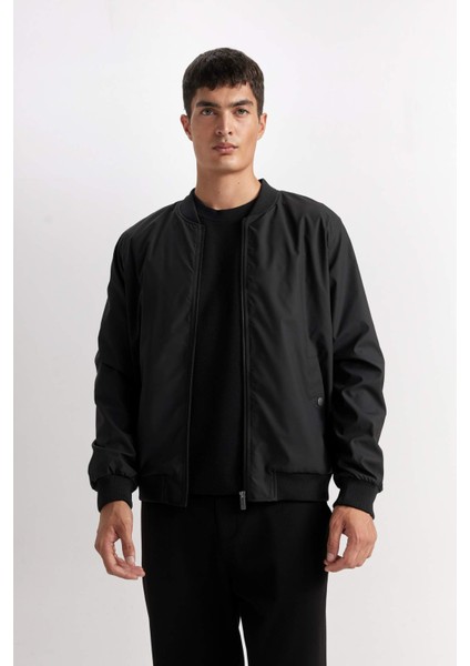Su Geçirmez Slim Fit Dar Kesim Bomber Kolej Yaka Fermuarlı Çift Cepli Mevsimlik Hafif Mont D7319AX25SP