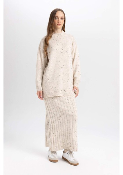 Regular Fit Beli Lastikli Basic Düz Maxi Triko Etek B0090AX24WN