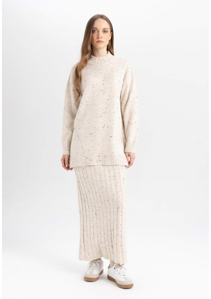 Regular Fit Beli Lastikli Basic Düz Maxi Triko Etek B0090AX24WN