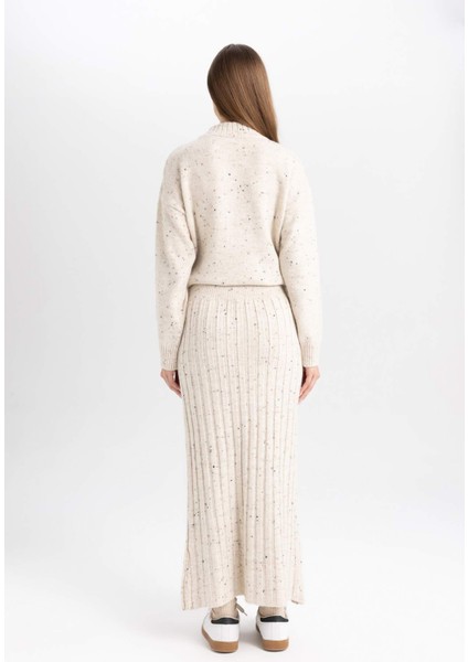 Regular Fit Beli Lastikli Basic Düz Maxi Triko Etek B0090AX24WN