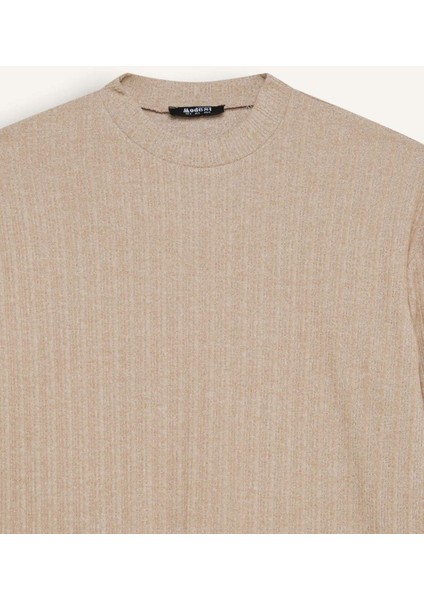 Relax Fit Bisiklet Yaka İçi Yumuşak Tüylü Fitilli Kaşkorse Yırtmaçlı Uzun Kollu Tunik D7436AX24WN