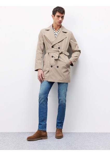 Slim Fit Dar Kesim Astarlı Düğmeli Cepli Kemerli Mevsimlik Baharlık Trençkot D5528AX25SP