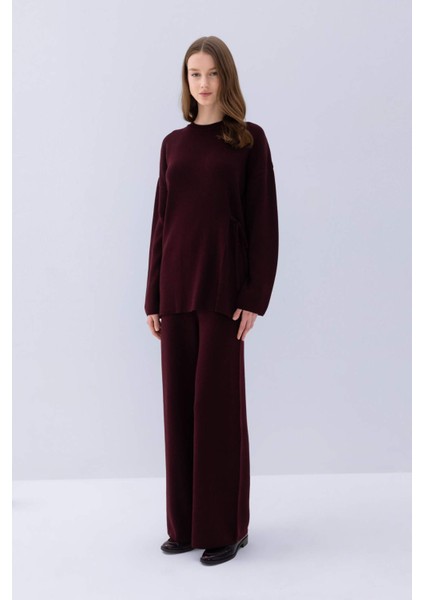 Triko Pantolon Regular Fit Beli Lastikli Cepli Basic Düz Paça D7511AX24WN