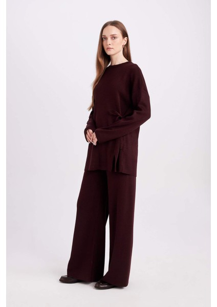 Triko Pantolon Regular Fit Beli Lastikli Cepli Basic Düz Paça D7511AX24WN