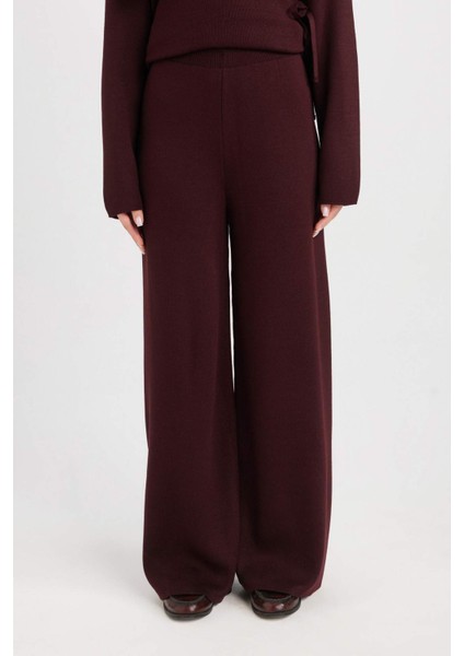 Triko Pantolon Regular Fit Beli Lastikli Cepli Basic Düz Paça D7511AX24WN
