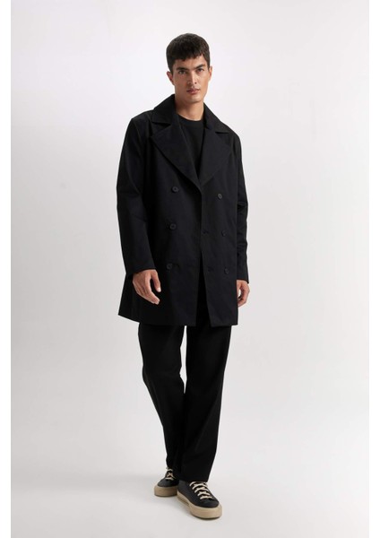 Slim Fit Dar Kesim Astarlı Düğmeli Cepli Kemerli Mevsimlik Baharlık Trençkot D5528AX25SP