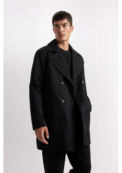 Slim Fit Dar Kesim Astarlı Düğmeli Cepli Kemerli Mevsimlik Baharlık Trençkot D5528AX25SP