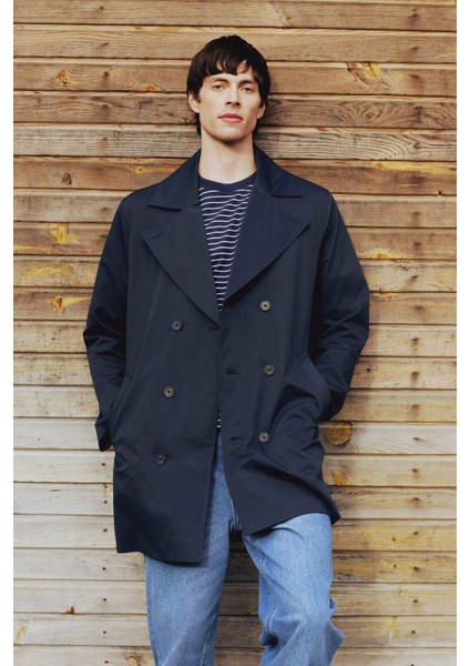 Slim Fit Dar Kesim Astarlı Düğmeli Cepli Kemerli Mevsimlik Baharlık Trençkot D5528AX25SP