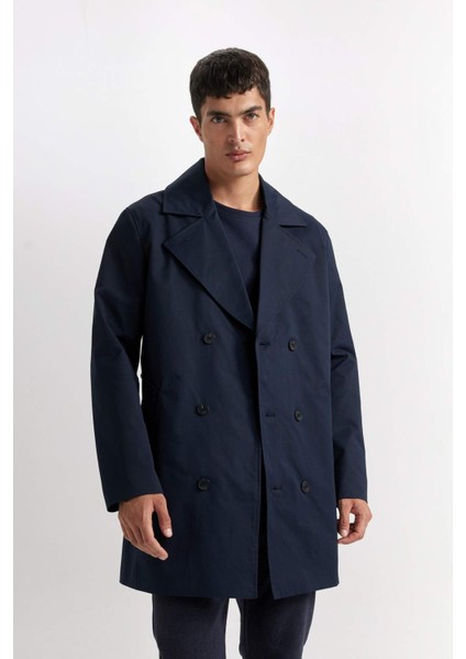 Slim Fit Dar Kesim Astarlı Düğmeli Cepli Kemerli Mevsimlik Baharlık Trençkot D5528AX25SP