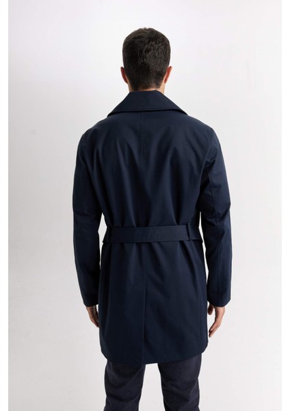 Slim Fit Dar Kesim Astarlı Düğmeli Cepli Kemerli Mevsimlik Baharlık Trençkot D5528AX25SP