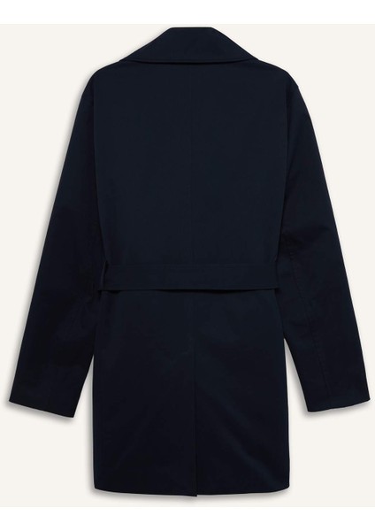 Slim Fit Dar Kesim Astarlı Düğmeli Cepli Kemerli Mevsimlik Baharlık Trençkot D5528AX25SP