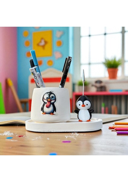 Dekoratif Sevimli Penguen Baskılı Kalemlik ve Penguen Notluk Seti fiyatları
