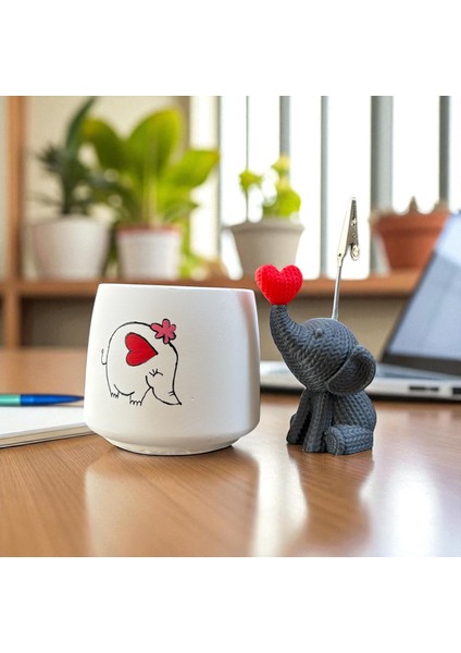 Dekoratif Sevimli Fil Baskılı Kalemlik ve Fil Notluk Seti fiyatları