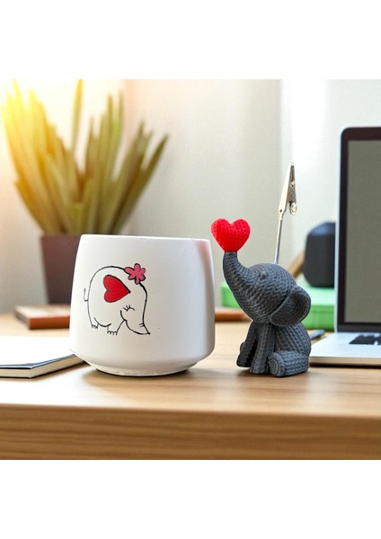 Dekoratif Sevimli Fil Baskılı Kalemlik ve Fil Notluk Seti modelleri