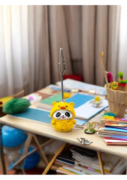 Kawaii Sevimli Tekli Sarı Kıyafetli Ördek Panda Fotoğraf ve Not Tutucu - Ofis Masa Not Tutacağı