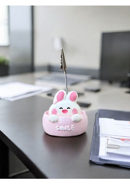 Smile Temalı Tavşan Fotoğraf Not Tutucu Ofis Masası Tutacak Hediyelik modelleri