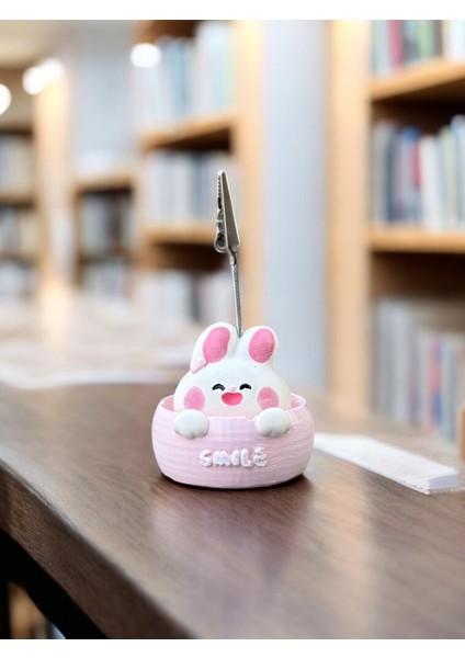 Smile Temalı Tavşan Fotoğraf Not Tutucu Ofis Masası Tutacak Hediyelik fırsatları