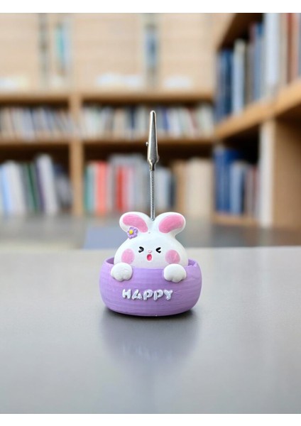 Happy Temalı Tavşan Fotoğraf Not Tutucu Ofis Masası Tutacak Hediyelik modelleri