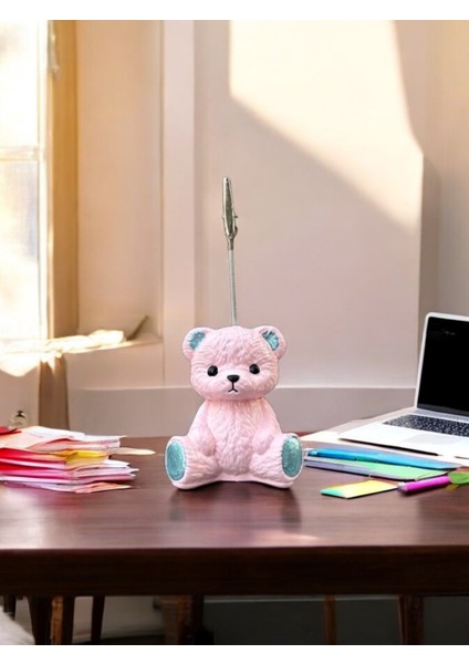 Sevimli Pembe Şans ve Bereket Ayısı Fotoğraf Not Tutucu Ofis Masası Tutacak Hediyelik fiyatları