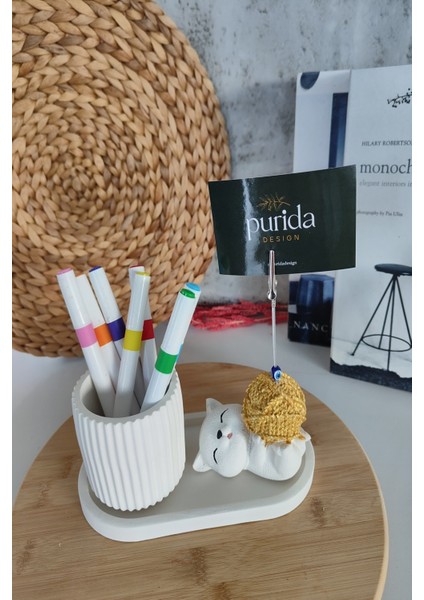 Dekoratif Sevimli Kedi Kalemlik ve Notluk Seti fiyatları