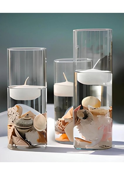 3'lü Büyük Yüzen Mum Beyaz fiyatları