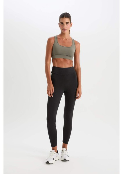 Fit Toparlayıcı Yüksek Bel İçi Yumuşak Tüylü Beli Saran Basic Düz Sporcu Tayt W8206AZ25SP