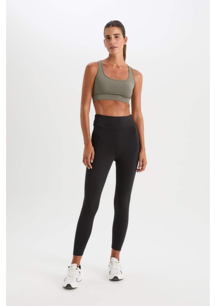 Fit Toparlayıcı Yüksek Bel İçi Yumuşak Tüylü Beli Saran Basic Düz Sporcu Tayt W8206AZ25SP