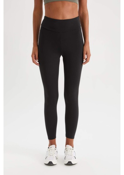 Fit Toparlayıcı Yüksek Bel İçi Yumuşak Tüylü Beli Saran Basic Düz Sporcu Tayt W8206AZ25SP