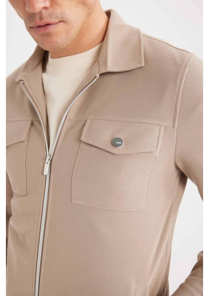 Slim Fit Dar Kesim Astarlı Fermuarlı Cepli Mevsimlik Baharlık Mont D7533AX25SP