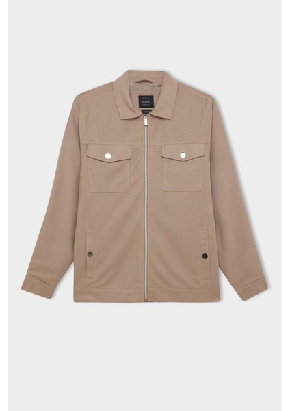 Slim Fit Dar Kesim Astarlı Fermuarlı Cepli Mevsimlik Baharlık Mont D7533AX25SP