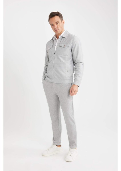 Slim Fit Dar Kesim Astarlı Fermuarlı Cepli Mevsimlik Baharlık Mont D7533AX25SP