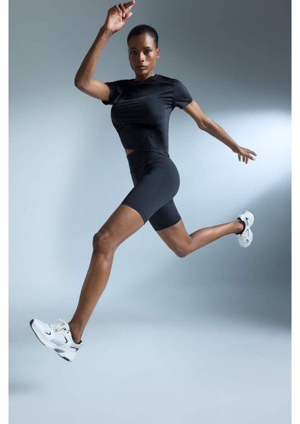 Fit Yüksek Bel Biker Esnek Kısa Basic Düz Sporcu Tayt Z6741AZ25SP