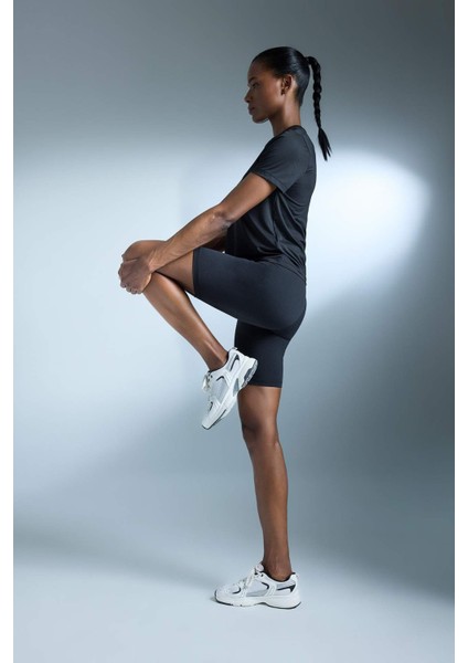 Fit Yüksek Bel Biker Esnek Kısa Basic Düz Sporcu Tayt Z6741AZ25SP