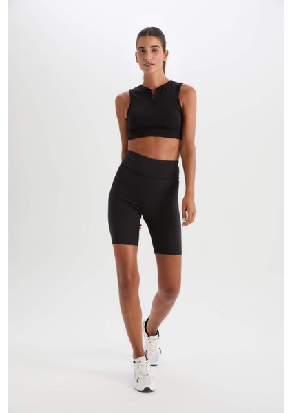 Fit Yüksek Bel Biker Esnek Kısa Basic Düz Sporcu Tayt Z6741AZ25SP