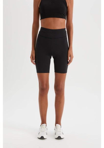 Fit Yüksek Bel Biker Esnek Kısa Basic Düz Sporcu Tayt Z6741AZ25SP