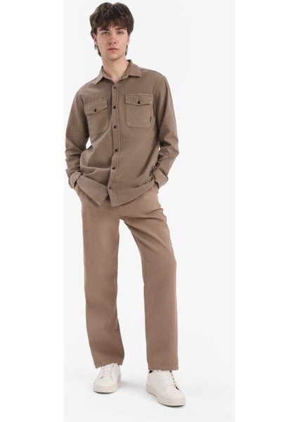 %100 Pamuk Bol Rahat Kesim Wide Leg Geniş Paça Yazlık Keten Görünümlü Pantolon D7285AX25SP