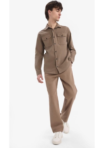 %100 Pamuk Bol Rahat Kesim Wide Leg Geniş Paça Yazlık Keten Görünümlü Pantolon D7285AX25SP