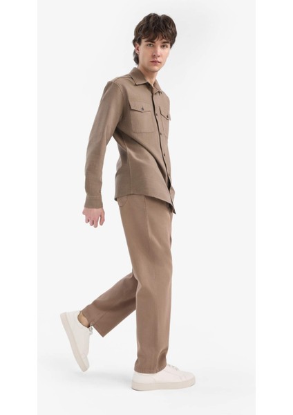 %100 Pamuk Bol Rahat Kesim Wide Leg Geniş Paça Yazlık Keten Görünümlü Pantolon D7285AX25SP