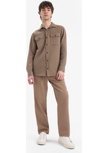 %100 Pamuk Bol Rahat Kesim Wide Leg Geniş Paça Yazlık Keten Görünümlü Pantolon D7285AX25SP