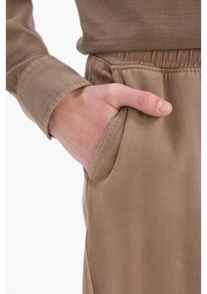 %100 Pamuk Bol Rahat Kesim Wide Leg Geniş Paça Yazlık Keten Görünümlü Pantolon D7285AX25SP