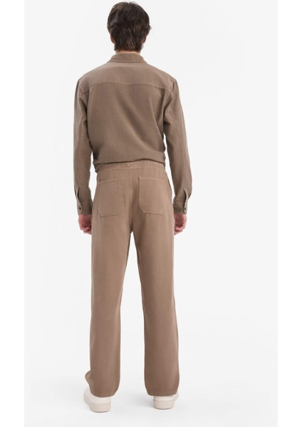 %100 Pamuk Bol Rahat Kesim Wide Leg Geniş Paça Yazlık Keten Görünümlü Pantolon D7285AX25SP