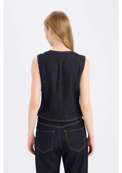 Düğmeli Blazer Jean Yelek D5820AX24WN