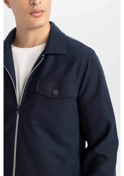 Slim Fit Dar Kesim Astarlı Fermuarlı Cepli Mevsimlik Baharlık Mont D7533AX25SP