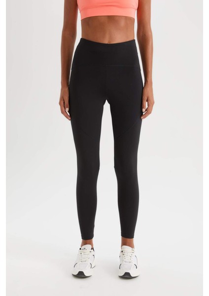 Fit Siyah Toparlayıcı Yüksek Bel Şekillendirici Esnek Sporcu Tayt Z0817AZ25SP