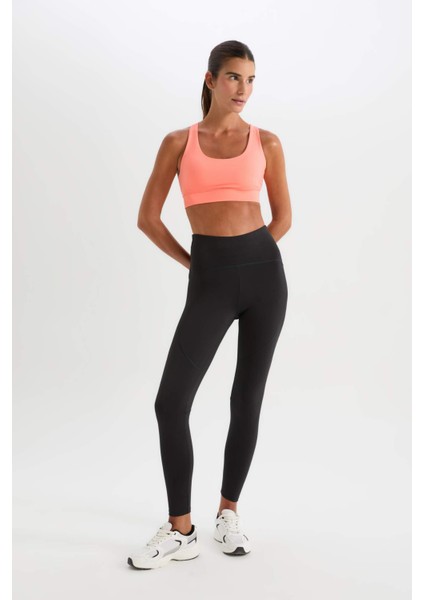 Fit Siyah Toparlayıcı Yüksek Bel Şekillendirici Esnek Sporcu Tayt Z0817AZ25SP