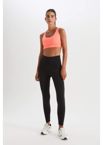 Fit Siyah Toparlayıcı Yüksek Bel Şekillendirici Esnek Sporcu Tayt Z0817AZ25SP