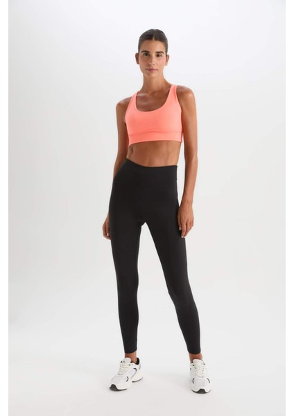 Fit Siyah Toparlayıcı Yüksek Bel Şekillendirici Esnek Sporcu Tayt Z0817AZ25SP