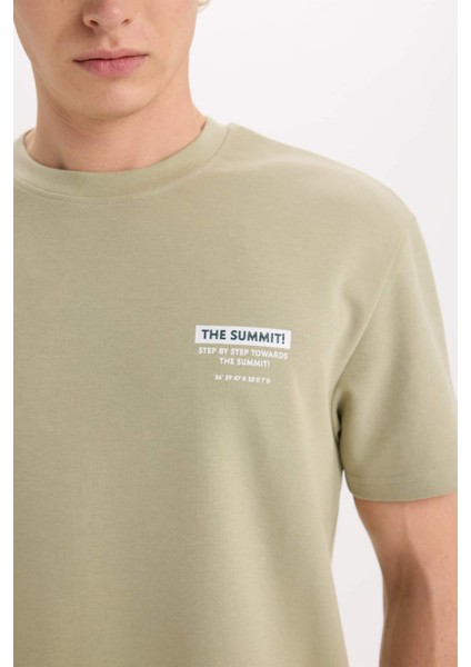 Regular Fit Bisiklet Yaka Baskılı Kısa Kollu Ağır Kumaş Tişört D5495AX25SP