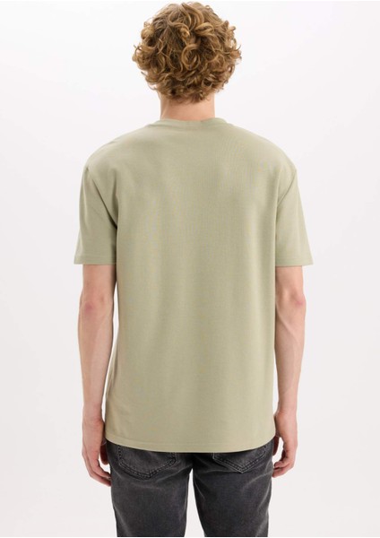 Regular Fit Bisiklet Yaka Baskılı Kısa Kollu Ağır Kumaş Tişört D5495AX25SP